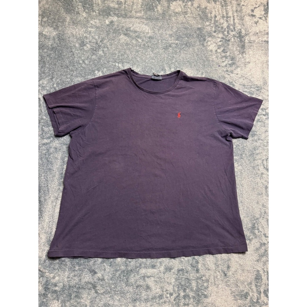Polo Ralph Lauren T-Shirt XXL Men Navy Blue Red Pony Logo Crew Neck Cotton Tee